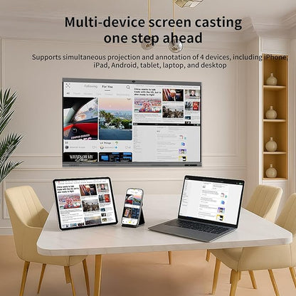 TIBURN 65" 4K UHD Smart Board with Auto-Framing Camera | Smart Whiteboard Interactive Touchscreen Display, Includes Wall Mount, Mobile Stand NOT Included,Ideal for Office, Classroom, and Conference