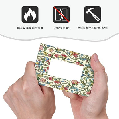 Decorative Outlet Covers Boho Red Floral Morris Plant Leaves 1 Gang Single Rocker Light Switch Cover Plate Wall Plates Gfci Faceplate For Farmhouse Cabin Decor