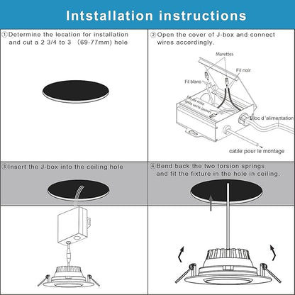 3 Inch Waterproof recessed Shower Lights, 9W COB 3 Colors Adjustable Gimbal Ceiling Recessed Lighting for Bathroom,Bedroom,Kitchen,Balcony