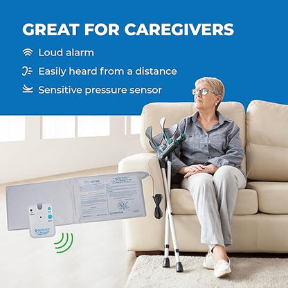Patient Aid Chair Alarm with 10" x 15" Motion Sensor Pad and Wired Ring Device, Various Chime Sound and Mounting Options, AC Adapter and Battery Powered Wandering and Fall Prevention for Elderly