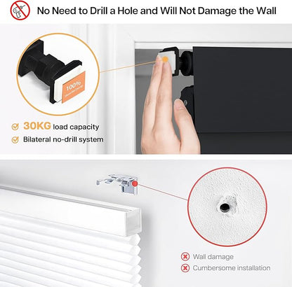 LazBlinds No Drill Blinds for Indoor Windows, Blackout Roller Shades, Cordless Window Blackout Blinds, Thermal Insulated Fabric UV Protection for Home and Office, 35" W x 72" H, Black