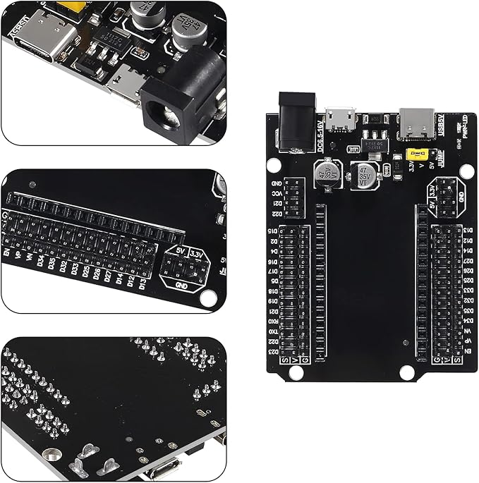 3 Set ESP32 ESP-32S WiFi Development Board NodeMCU ESP-WROOM-32 Microcontroller with ESP32 GPIO Breakout Board 30Pin Type-C Micro USB Dual Interface ESP32 Shield 30P Expansion Board