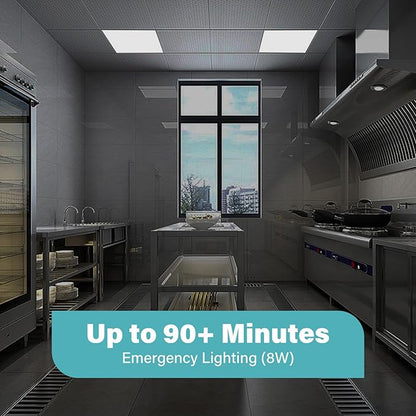 4 Pack 2x2 LED Flat Panel Light with Emergency Battery Backup, Up to 1.5H of Power Support at 8W Output, 0-10V Dimmable, 3000/4000/5000K, 20/30/40W Selectable, UL & ETL