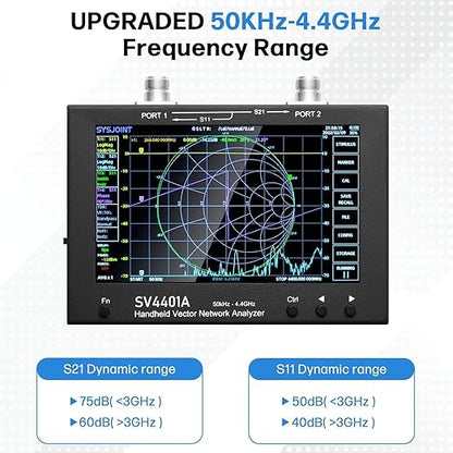 AURSINC 7inch NanoVNA SV4401A Vector Network Analyzer, 50KHz-4.4GHz Antenna Analyzer with 6700mAh Battery 8GB Storage Measuring S Parameters, Voltage Standing Wave Ratio, Phase, Delay, Smith Chart