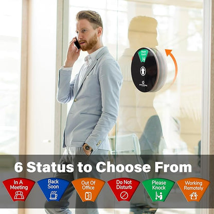Office Door Signs: 6-in-1 Status Options Including Do Not Disturb, In A Meeting, Working Remotely, Out Of Office, Please Knock, Back Soon - Status Spinner Privacy Signs for Office and Home Use