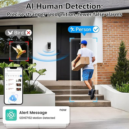 Video Doorbell with 7-inch LCD Monitor, Call Button Tuya WiFi Intercom Kit Smart Video Door Phone System 1080P 4-Wired Doorbell Camera Full Touch Monitors for Villa Home (Silvery)
