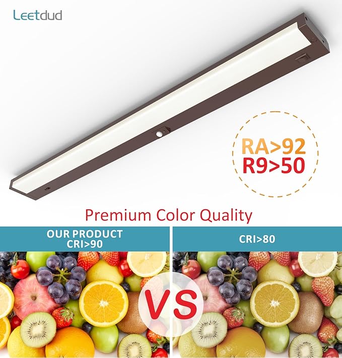 Under Cabinet Lighting Motion Sensor Hardwired, 32 Inch 16W Dimmable, 5 CCT 2700/3000/3500/4000/5000K, Eyes Care Design Linkable Under Counter Lights for Kitchen, Sink, ETL Listed, Bronze