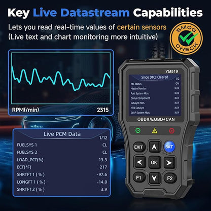 Enhanced Universal OBD2 Scanner with Battery Tester - Car Engine Fault Code Reader CAN Diagnostic Scan Tool, Read and Clear Error Codes for 1996 or Newer OBD2 Protocol, Plug & Play