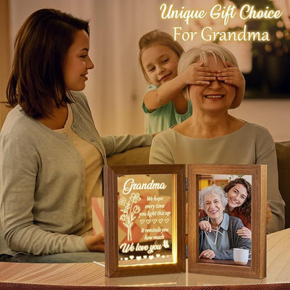 Grandma Gifts Christmas Gifts for Grandma from Granddaughter Grandson Grandkids, LED Night Light with Grandmother Picture Frame 5x7, Personalized Gift for Nana Grandmother Gigi Granny Birthday Gift