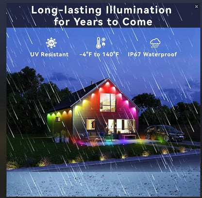 Smart Outdoor Christmas Lights, 36 LED, 54 Scene Modes, IP68 Waterproof, Compatible with Alexa & Google Assistant (52 Ft)