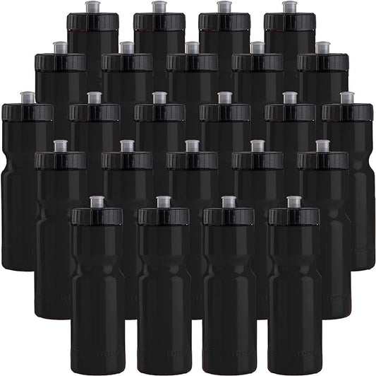 50 Strong Sports Water Bottles – Reusable 22 oz BPA-Free Plastic Bottles with Pull Top Cap – Made in USA – Top Rack Dishwasher Safe – Fits Most Bike Cages Brand