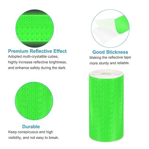 PATIKIL 6 Inch x 33 ft Reflective Tape, 1 Roll Waterproof Self Adhesive High Visibility Caution Warning Safety Tape Reflector with Scraper for Trucks Trailers Cars, Green