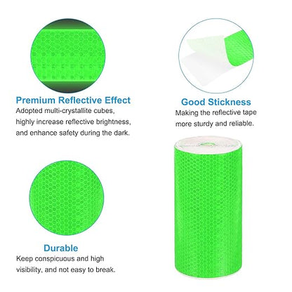 PATIKIL 6 Inch x 33 ft Reflective Tape, 1 Roll Waterproof Self Adhesive High Visibility Caution Warning Safety Tape Reflector with Scraper for Trucks Trailers Cars, Green