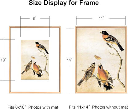 11x14 Picture Frame, Gold Metal Photo Frames with HD Glass, Fits 8x10 with Mat or 11 x 14 without Mat, Display for Wall and Table, 1 Pack