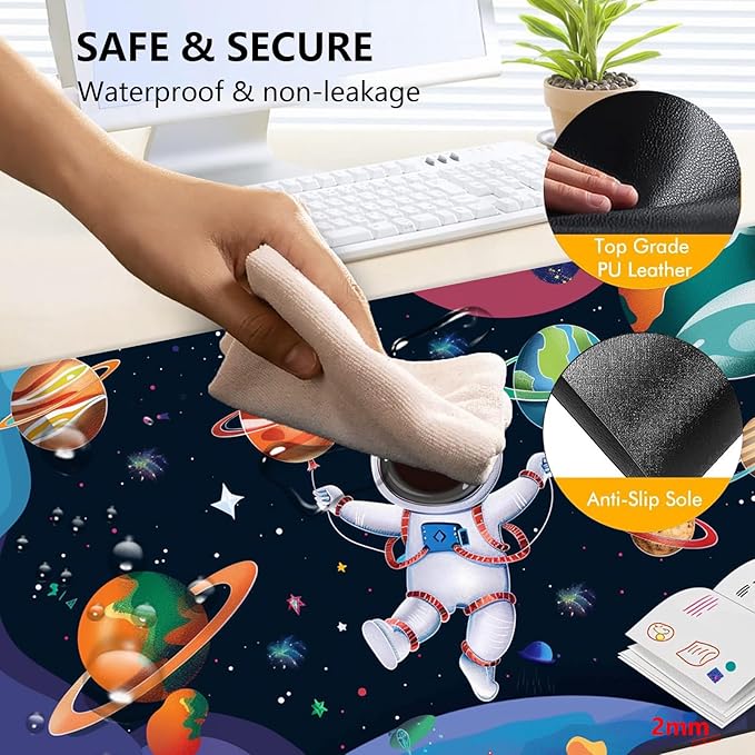 Heated Mouse Pad with 3 Levels Heated & 3 Hours Auto Shut-Off Mouse Pad for Warming Hands in Office Home, 31.5" x 13"Large Safe Desk Mat Hand Warmer，Cute Astronaut