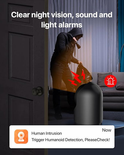Tenda 2K Indoor Security Camera for Baby Monitor, WiFi 6 Pet/Dog Camera for Home Security, 360° Pan/Tilt, 2-Way Audio, Motion Detection, Night Vision, Cloud & SD Card Storage, Black(CP3-V3.0)