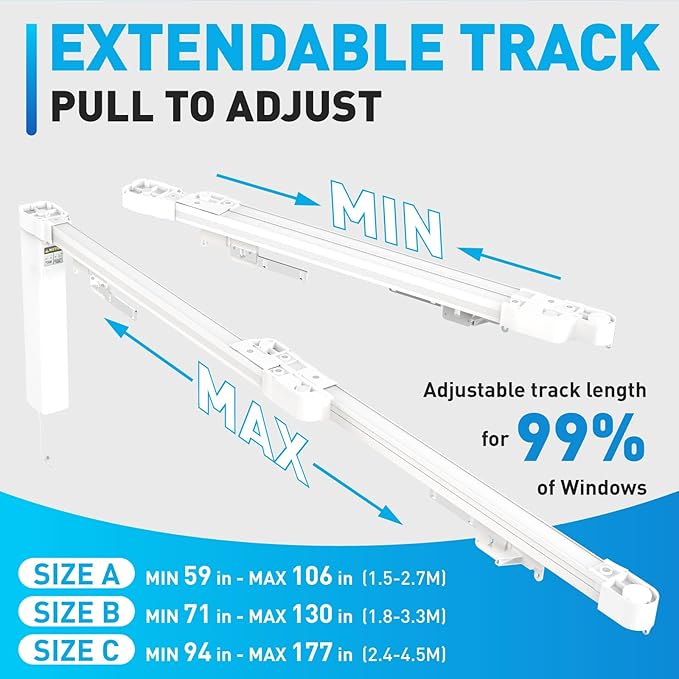 Smart Electric Curtains Track, Ceiling Curtains Track Adjustable Retractable Motorized Curtain Rod From 70 to 129 Inches, Automatic Curtain Opener, Work with Alexa/Google Home/Tuya Voice Control