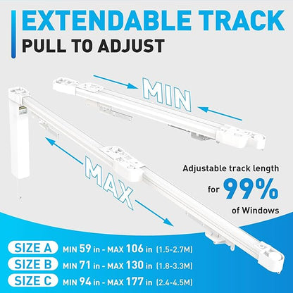 Smart Electric Curtains Track, Ceiling Curtains Track Adjustable Retractable Motorized Curtain Rod From 94 to 177 Inches, Automatic Curtain Opener, Work with Alexa/Google Home/Tuya Voice Control