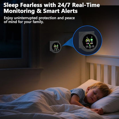 4 in 1 Carbon Monoxide Detectors Plug in, Real-Time Monitor CO & Gas Leak Detector with Temp/Humidity Display, Portable Carbon Monoxide (CO) Alarm Natural Gas Detector for Home, RV Camping Essentials