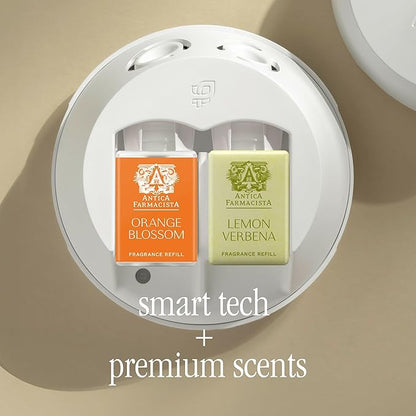 Pura Smart Home Fragrance Device Starter Set - Pura 4 - Scent Diffuser for Home - Includes Fragrance Aroma Diffuser - Square Box, Orange Blossom and Lemon Verbena Scent Refills