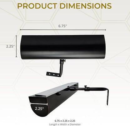 Royal Designs, Inc. Cordless Remote Control LED Picture Light, Dimmable with Timer Function, Black, 6.75 Inches, 2 Pack