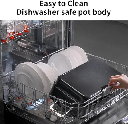 Slow Cooker 10-Quart - PFOA-Free Ceramic Coating, Oven Safe to 450°F | Keep Warm Function for Large Family Gatherings (Includes Silicone Spoon)