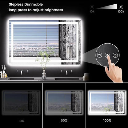 48X30 LED Bathroom Mirror with Lights, Anti-Fog, Backlit + Front Lit, Lighted Bathroom Vanity Mirror for Wall, Memory Function, Dimmable, Tempered Glass, Shatter-Proof