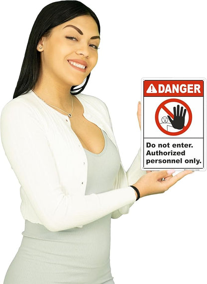 Brimar - 7" x 10" - Do Not Enter Authorized Only Sign - .055″ Polyethylene Plastic - Clear Message - Easy Installation