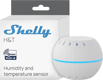 Shelly Wave H&T US White US LR, Z-Wave Long Range Indoor Smart Temperature & Humidity Monitor, Compatible with Alexa, Google Home, SmartThings, Home Assistant, Free Data Storage, Remote Monitoring