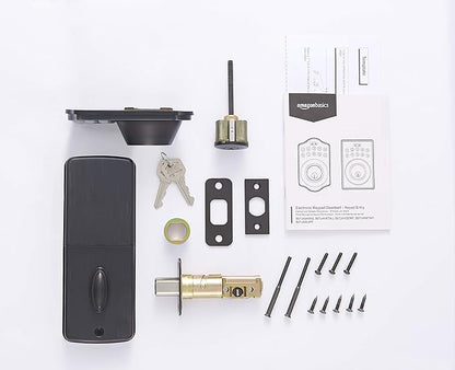 Amazon Basics Keyless Entry Door Lock Deadbolt - Traditional Electronic Keypad (Pack of 6) Matte Black with Key Option