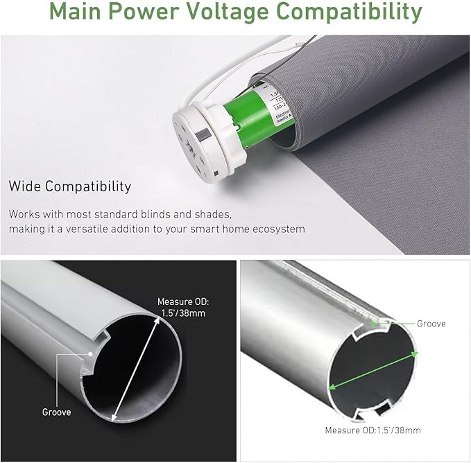 Rollerhouses 25TEW Main Power Voltage Blinds Motor with Tuya WiFi Smart Plug - Voice Control, App Remote Control, Timer Function, Compatible with Alexa & Google Assistant