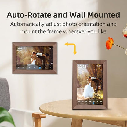 10.1 Inch Smart Wi-Fi Digital Calendar (Wood Grain) - Displays Your Photos, Wi-Fi Sync with Google Calendar, Wide Angle HD View