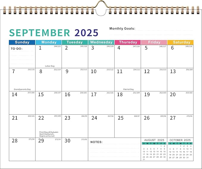 2025-2026 Wall Calendar – Runs 18 Months Until December 2026, Vibrant Monthly Planner with Julian Dates & Spacious Blocks, Durable Thick Paper, Ideal for New Year or Christmas Gift