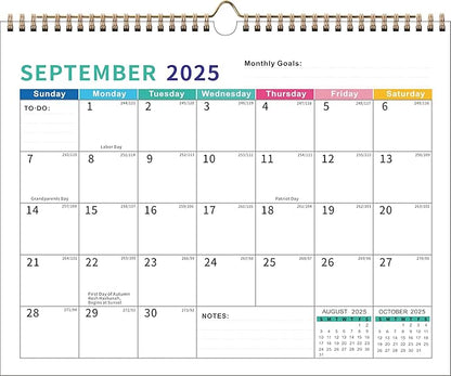 2025-2026 Wall Calendar – Runs 18 Months Until December 2026, Vibrant Monthly Planner with Julian Dates & Spacious Blocks, Durable Thick Paper, Ideal for New Year or Christmas Gift