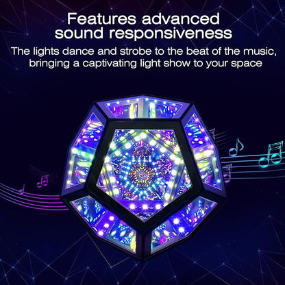 Infinity Mirror Light Infinite Dodecahedron Color Art Light for Gaming Room Decor 3D Hyper Cube RGBW Color Changing Night Lighting for Computer Gaming Desk Birthday Christmas Gift