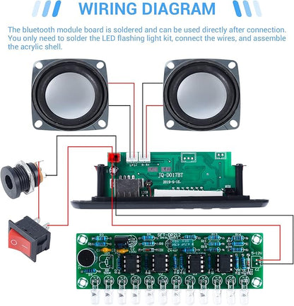 MiOYOOW DIY Bluetooth-Compatible Speaker Kit with FṂ Radio, Electronic Soldering Practice Kit USB Mini Home Sound Amplifier DIY Kit with Digital Display and Colorful LED Lights for School STEM Project