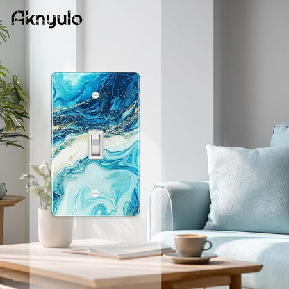 Elegant Marble Bedroom Acrylic Single Toggle Decor Light Switch Plate Cover Wall Plate Outlet Covers For Bedroom Kitchen Home Decorative