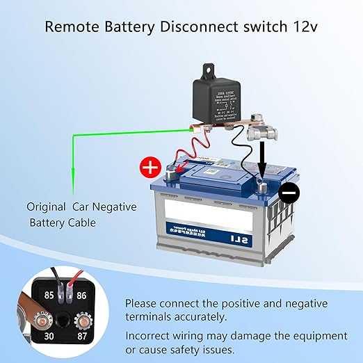 Remote Battery Disconnect Switch 12V, 200A, Negative Disconnect Switch with Anti-Battery Drain and Anti-Theft Features, Power Saver for Cars, Trucks, and SUVs