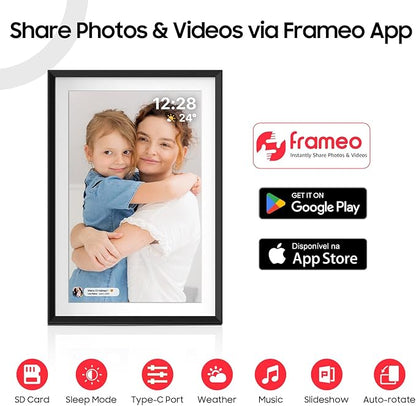 ApoloSign Digital Picture Frame 10.1 inch, Frameo Digital Photo Frame, WiFi Electronic Frame with 32GB Storage, 1280x800 HD IPS Touch Screen, Auto-Rotate, Slideshow, Share Photos/Videos Instantly