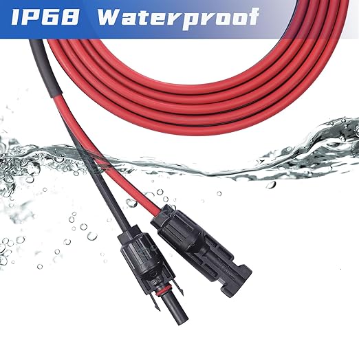 Solar Cable 30 Feet 2x12 AWG Twin Wire Solar Extension Cable, Copper Strand with Female and Male Connectors on Both Ends, Solar Panel Cable Wire & Adaptor for Home, Shop and RV Solar Panels