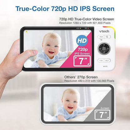 VTech VM919HD (Upgraded) Video Monitor with 7'' 720p Screen,360 Panoramic Viewing, 110 Wide-Angle View,Night Vision, Up to 1000ft Range, Secured Transmission No WiFi