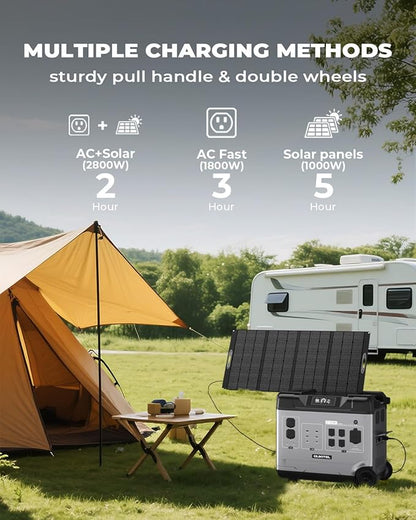 OUKITEL 5120Wh Large Capacity Solar Generator,Portable Power Station P5000 Pro With 400W Solar Panel, 5x3600W AC Output (6000W Surge),1000W MPPT Solar for Emergency, Home Backup, RV, Camping