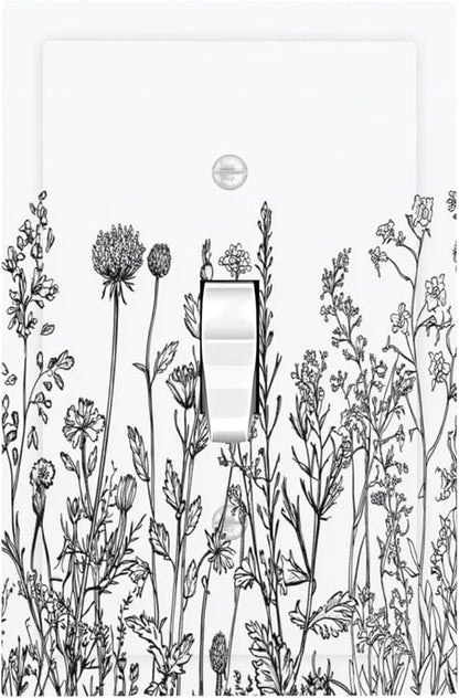 Decorative Light Switch Cover Floral Wildflower Rustic Plant Leaves 1 Gang Single Toggle Device Electrical Faceplate Switchplates Decorator Outlet Wall Plate For Farmhouse Cabin Decor