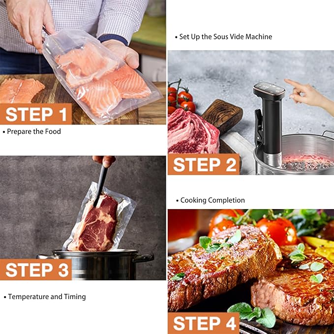 Sous Vide Machine 1100W Sous Vide Cooker, IPX7 Waterproof Immersion Circulator Precisional Cooker with Temperature Control, Digital Timer, Ultra-quiet Working & Fast Heating, Touch Control