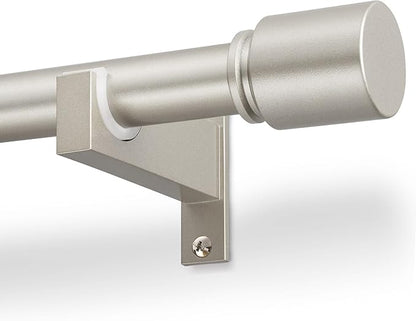 Nickel Aluminium Curtain Rods for Windows,1 Inch Adjustable Curtain Rod 48 to 84 Inch,Heavy Duty Drapery Rods with Thicken Bracket,Modern Single Rod with Aluminium Finials