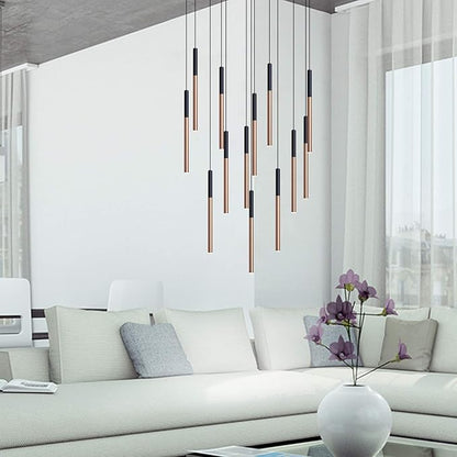ALTAIR 9 Mini Pendant Lighting Black-Copper - LED Hanging Light Fixture for Kitchen Island, Bar, Foyer - Cluster Pendants - Dimmable, Adjustable Wire, Lamp Bulb Included