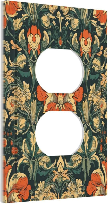 Outlet Covers William Morris Abstract Floral Plant Pattern Orangeyellowgreen 1 Gang Duplex Wall Plate Decorative Switch Plates Electrical Receptacle Faceplate Light Switch Cover for Bedroom