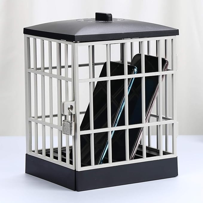 Phone Lock Box, Timer Control Cell Phone Jail with Security Lock Mechanism for Kids Homework Office Home Use, Holds 5 Mobile Phones (A)