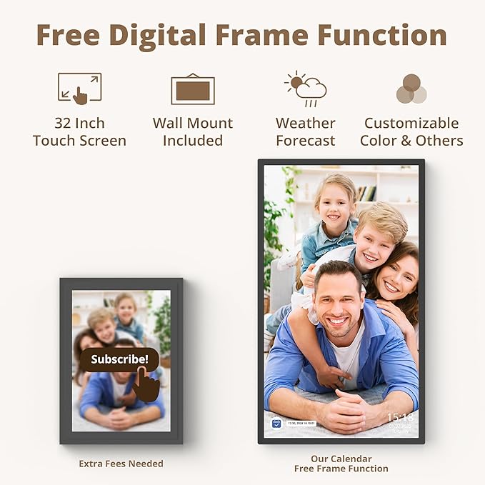 Dragon Touch 32" Digital Calendar Chore Chart – 1080P Full HD Interactive Touchscreen, Hearth Display Digital Calendar Wall & Desk Mountable for Seamless Scheduling