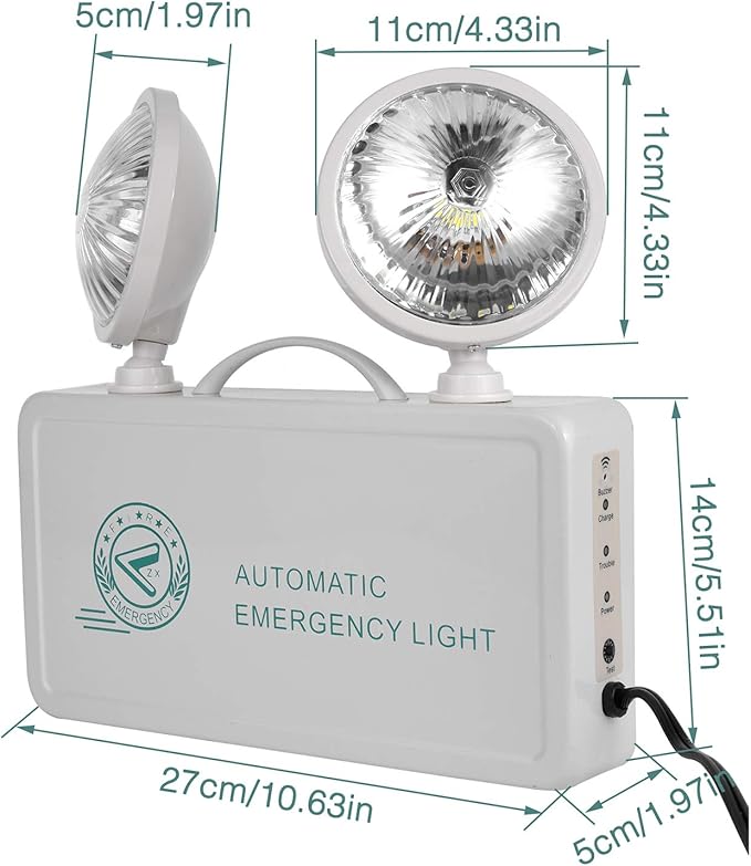 OTYTY Emergency Lights for Home Power Failure, LED Emergency Lights with Battery Backup, 2 Adjustable Heads Lamp & 180-minute Minimum Capacity, Ultra-Bright 200 Lumens, UL Certified, 2 Pack